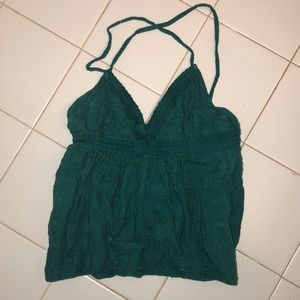 Cross back turquoise top